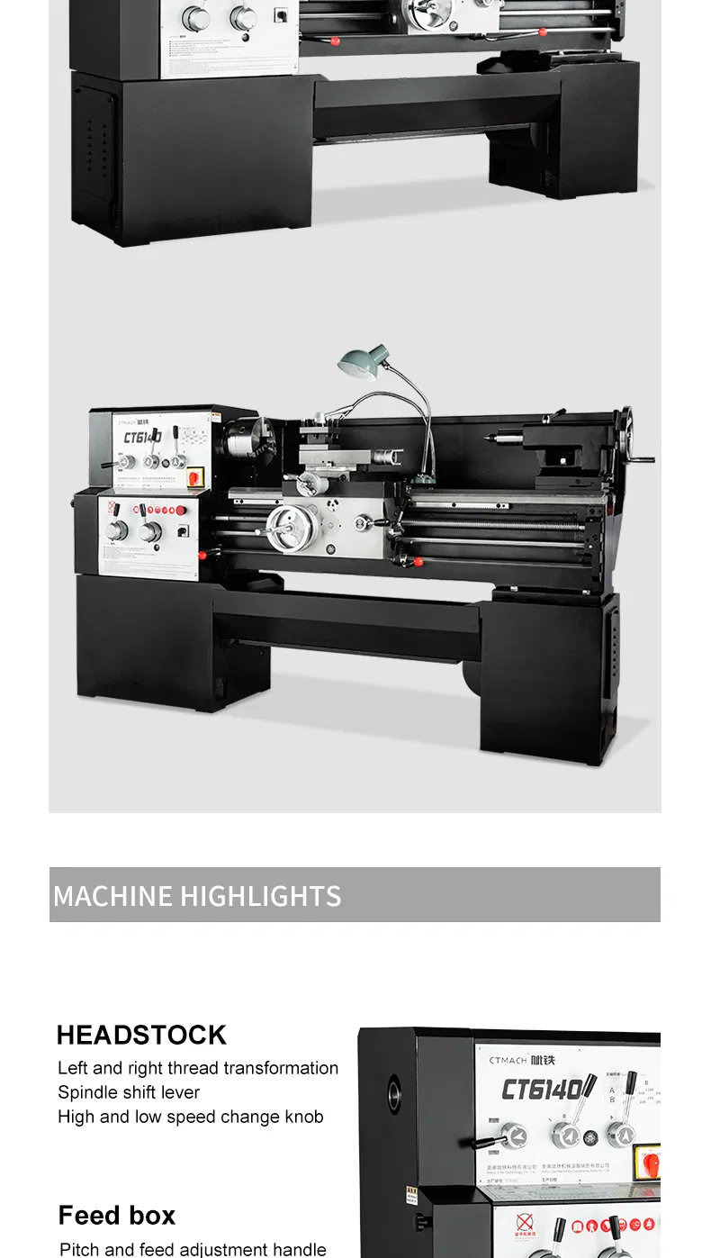 Chinese Factory CT6140 High Quality Horizontal Manual Lathe Machine Lathe