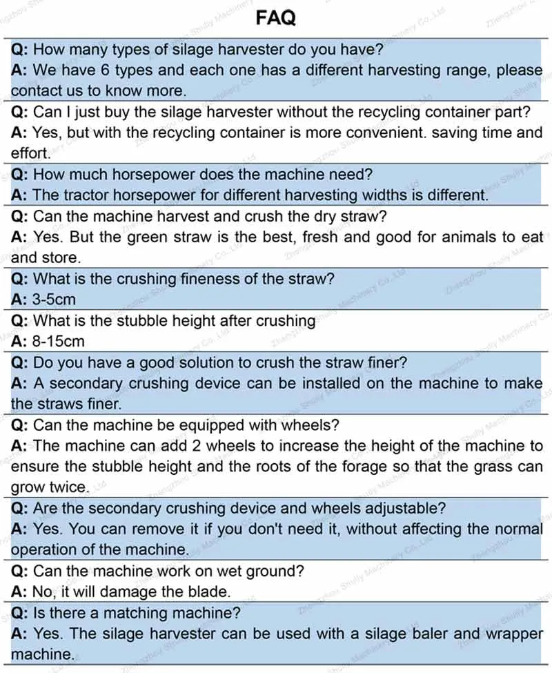 Corn Stalk Grass Chopper Grass Crusher Silage Forage Harvester Silage