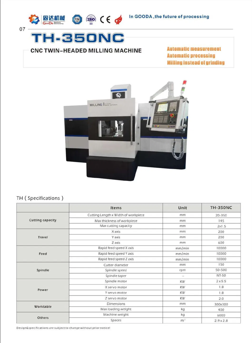 Metal-Cutting Twin Head Horizontal Milling Machine for Precision Steel Block