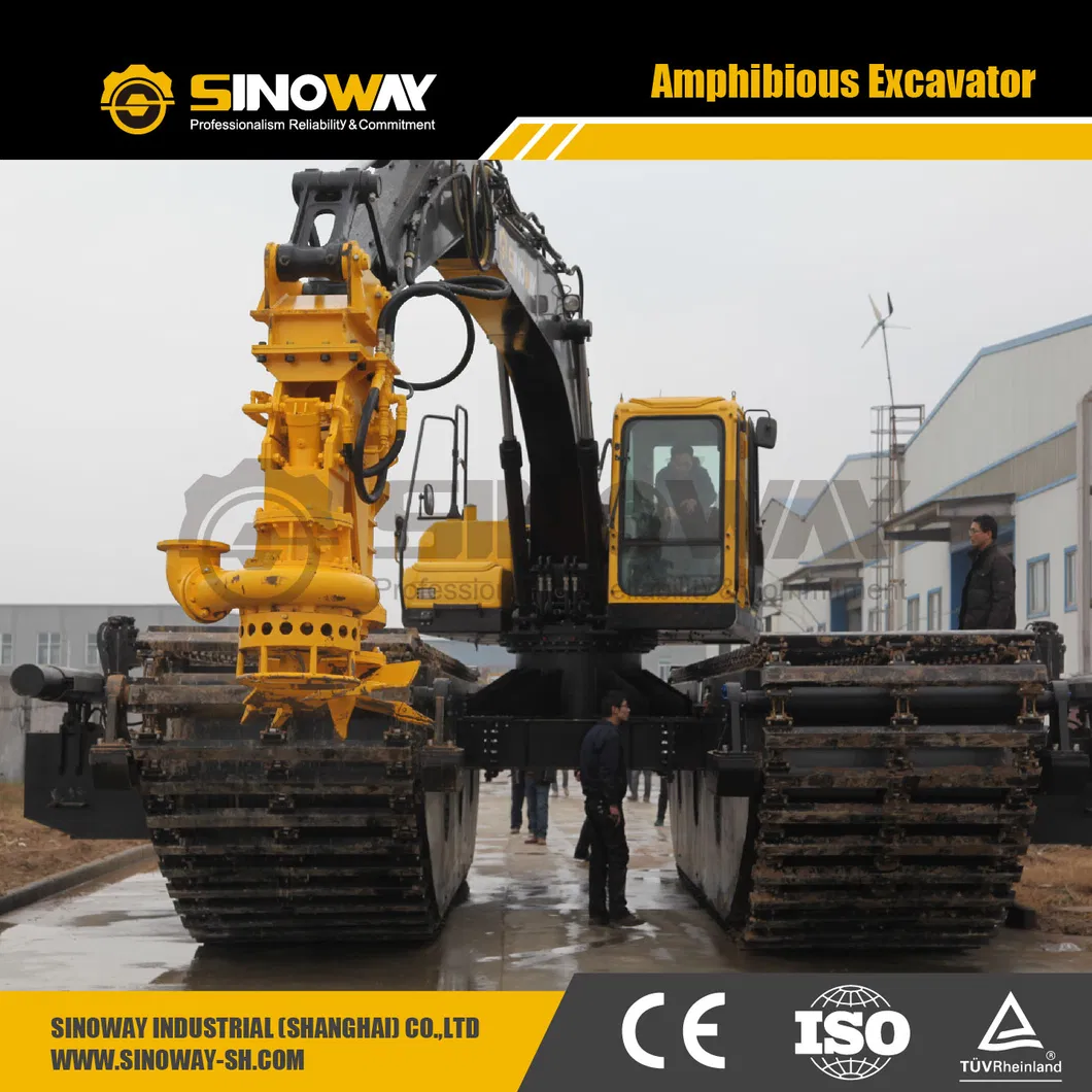 New Crawler Floating Excavator with Dredging Pump and Hydraulic Spud Piles